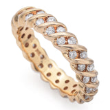 Vintage 14K Yellow Gold 1.05 TCW Diamond Semi-Eternity Band Ring Size 7