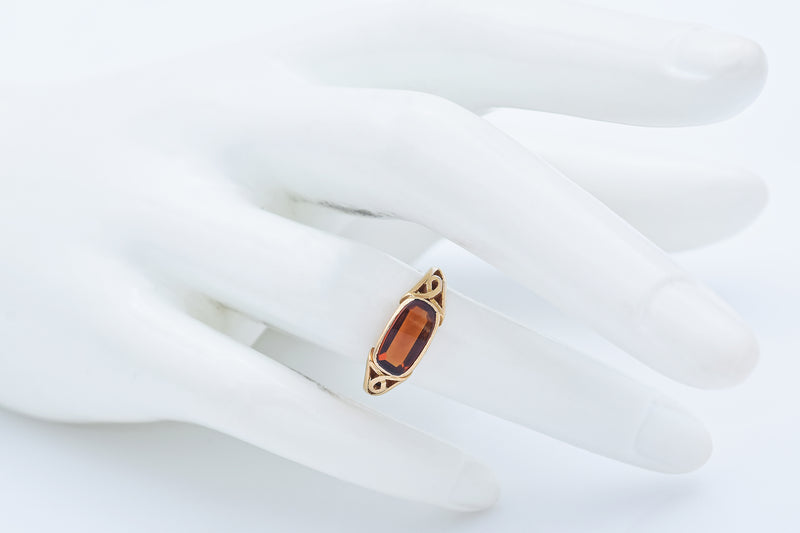 Vintage 14K Yellow Gold Citrine Band Ring Size 5