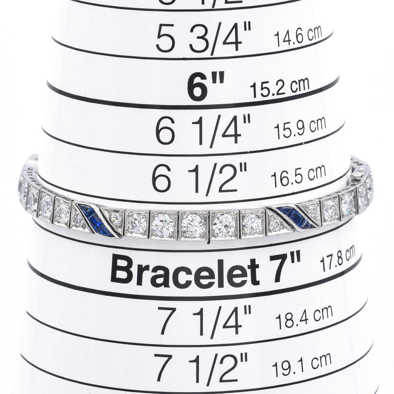 Antique Platinum Sapphire & 5.30 TCW Old Euro Diamond Tennis Bracelet