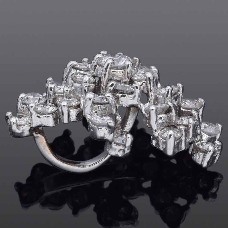 Vintage 14K White Gold 2.25 TCW Diamond Large Cluster Pendant
