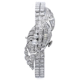 Antique 17J 14K White Gold 2.69TCW Diamond Women's Hand Wind Bracelet Watch