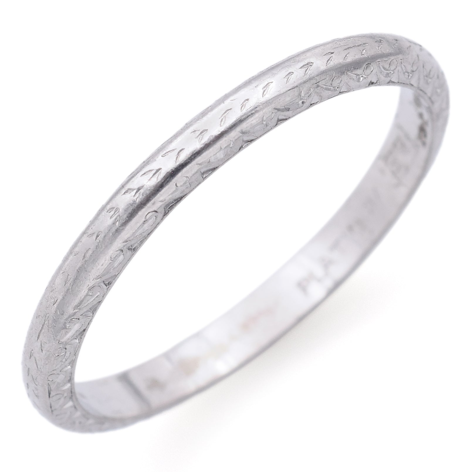 Antique Platinum Etched Band Ring – Blue Ribbon Rarities