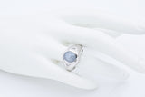 Vintage 14K White Gold 8.45 Ct Star Sapphire & 0.22 TCW Diamond Ring Size 8.5