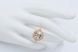 Vintage 18K Yellow Gold 5.61 Ct Aquamarine Round Cocktail Ring Size 5.5