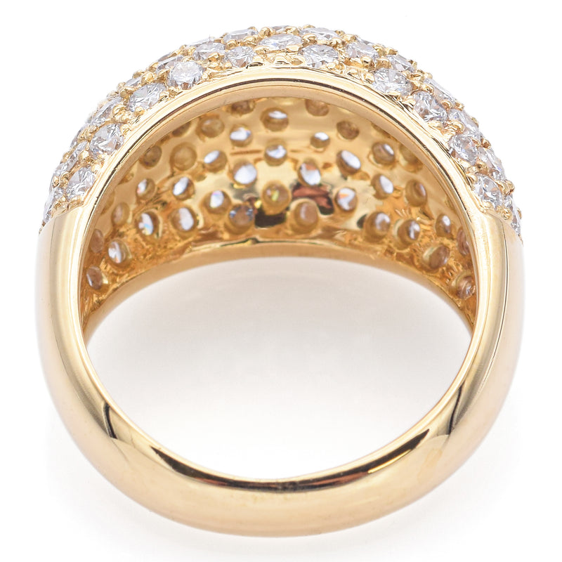Estate 18K Yellow Gold 3.19 TCW Diamond Dome Ring Size 6.5