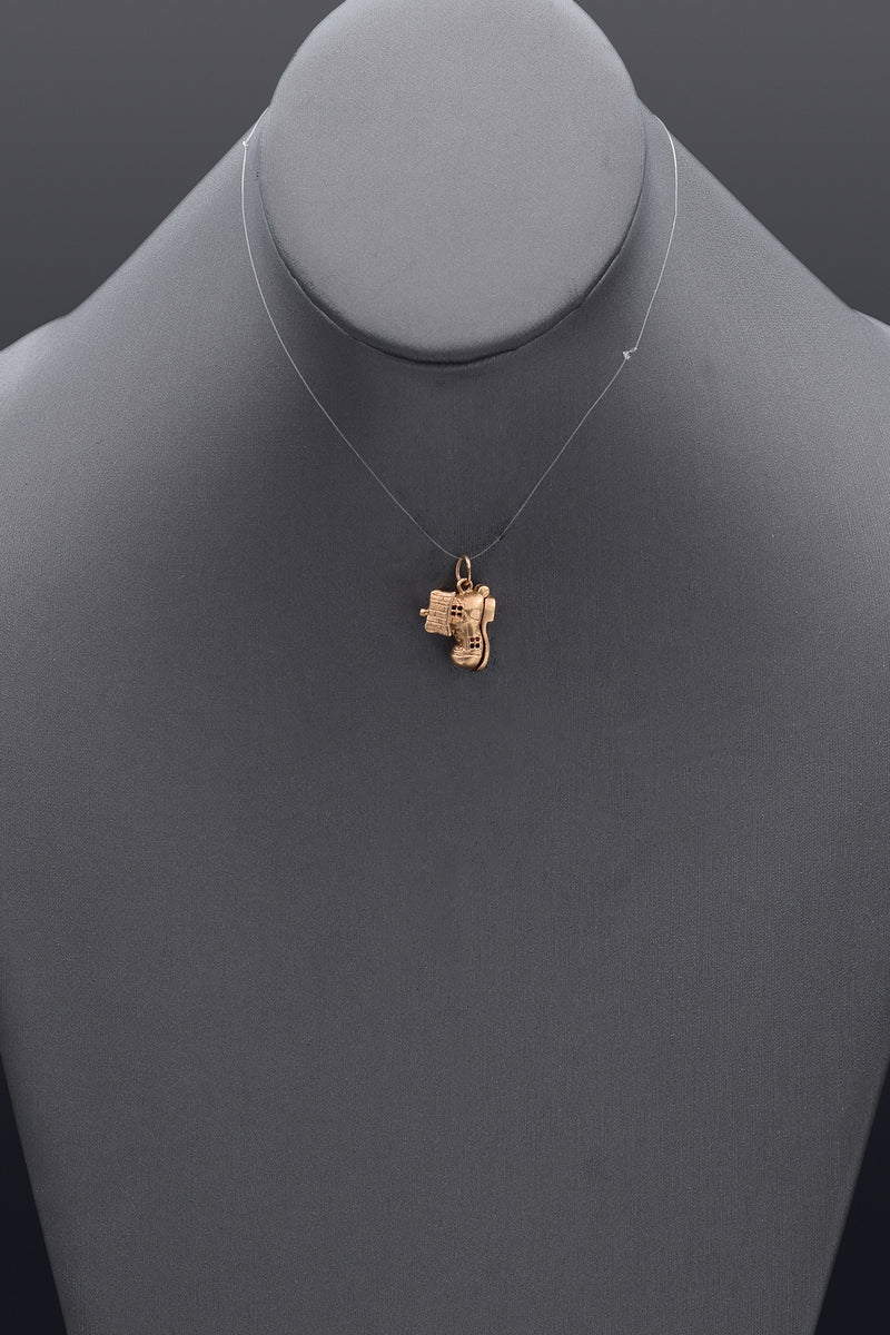 Vintage 14K Yellow Gold Family in Boot House Movable Charm Pendant 5.1 Grams