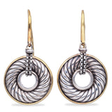 David Yurman Sterling Silver & 18K Yellow Gold Cable Round Disk Dangle Earrings