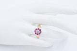Vintage 14K Yellow Gold Ruby & 0.51 Ct Diamond Band Ring Size 6.5