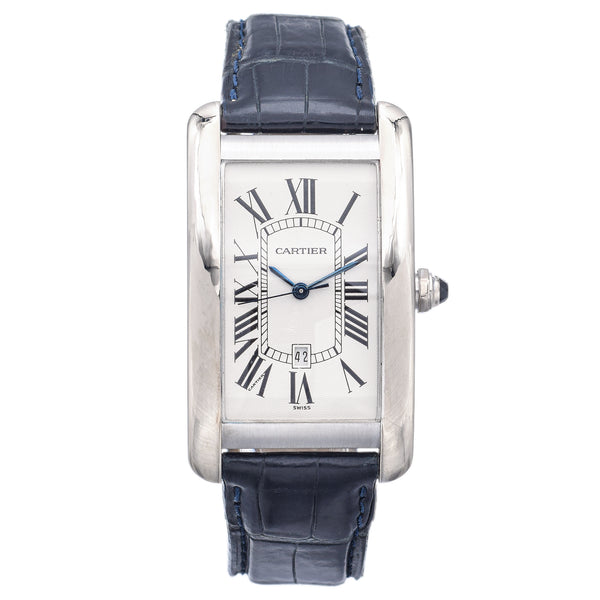 Cartier Tank Americaine 18K White Gold Automatic Men's Watch Ref. 1741 Box Paper