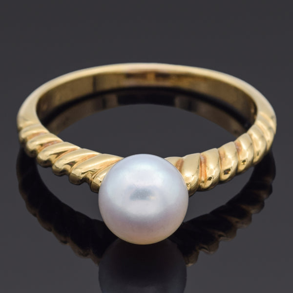 Tiffany & Co. 18K Yellow Gold Pearl Band Ring Size 6.25