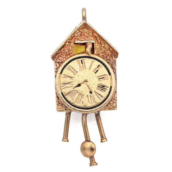 Vintage 14K Yellow Gold Cuckoo Clock Charm Pendant