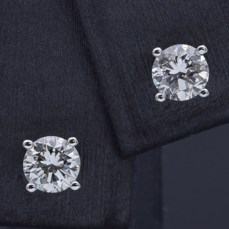 14K White Gold 0.65 TCW Natural Diamond Round Stud Earrings 4.5 mm