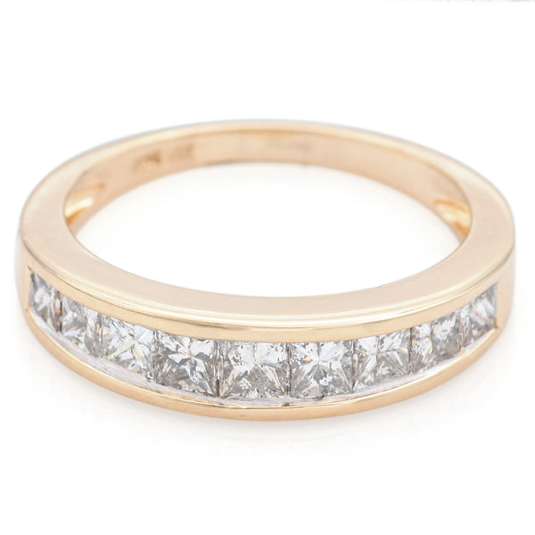 Vintage 1.26 TCW Diamond 14K Yellow Gold Semi-Eternity Band Ring Size 6.5