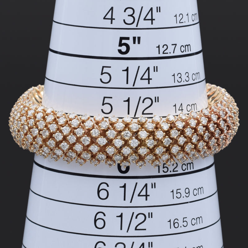 Vintage 14K Yellow Gold 9.45 TCW Diamond Tennis Bracelet 13.7 mm