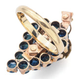 Vintage 14K Yellow Gold Sapphire Grape Cluster Cocktail Ring Size 6.5