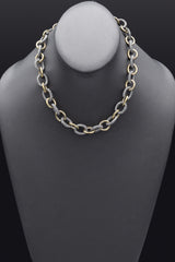 David Yurman Sterling Silver & 18K Yellow Gold Oval Link Cable Chain Necklace