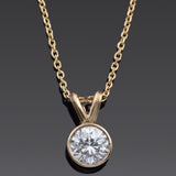 Estate 0.85 Carat Diamond 13K Yellow Gold Pendant & 14K Necklace 16.5"