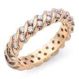 Vintage 14K Yellow Gold 1.05 TCW Diamond Semi-Eternity Band Ring Size 7