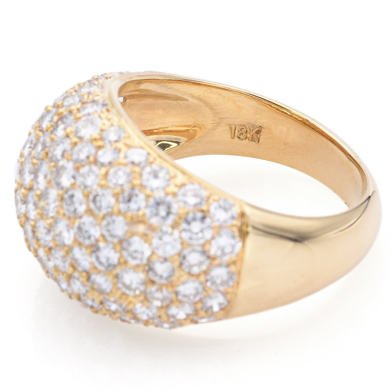 Estate 18K Yellow Gold 3.19 TCW Diamond Dome Ring Size 6.5