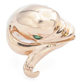 Vintage 14K Yellow Gold Green Lab Spinel Dolphin Cocktail Ring Size 5.5