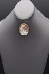 Antique 14K Yellow Gold Cameo Large Oval Brooch Pin