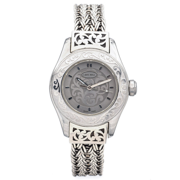 Vintage Lois Hill LH-0026 Ladies Sterling Silver/Steel Woven Quartz Watch