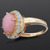 Vintage 14K Yellow Gold 4.98 Ct Center Pink Opal Cocktail Ring Size 7