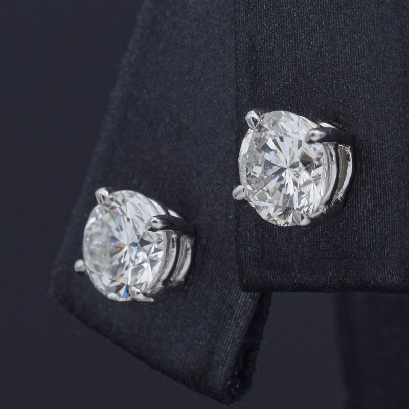 Estate 14K White Gold 1.32 TCW Diamond Round Stud Earrings 5.5 mm