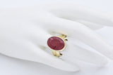 Estate 14K Yellow Gold Carnelian Roman Soldier Intaglio Oval Ring Size 6