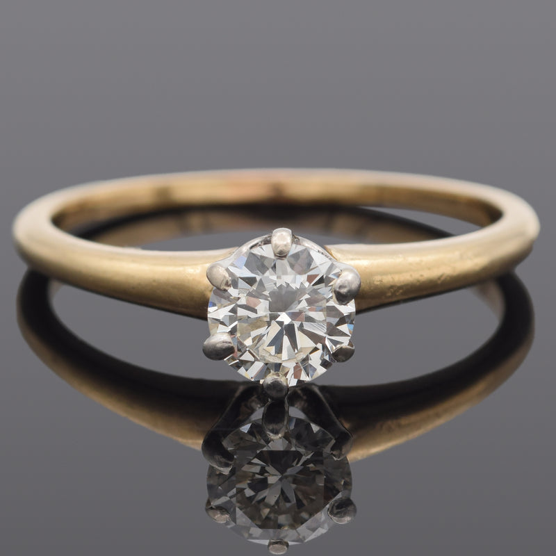 Vintage 14K Yellow Gold 0.54 Carat Round Diamond Solitaire Band Ring Size 6.75