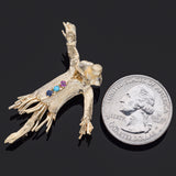 Vintage 14K Yellow Gold Ruby Sapphire Turquoise Scare Crow Pin Brooch 8.7 Grams
