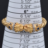 Vintage 18K Yellow Gold 0.51 TCW Diamond & Sapphire Lion Bangle Bracelet