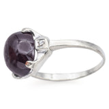 Vintage 14K White Gold Garnet & Diamond Band Ring Size 6.5