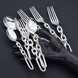 Ralph Lauren Sterling Silver Cable Link Spoon & Fork Lot of 8