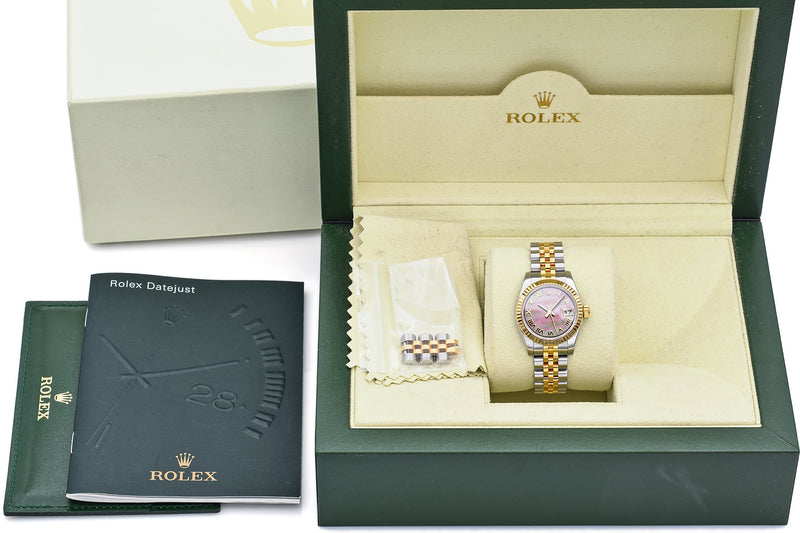 Rolex Datejust 18K Gold/SS Automatic Women's Watch Ref 179173 +Box Booklets