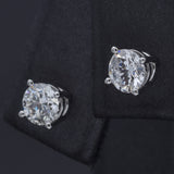 14K White Gold 0.86 TCW Natural Diamond Round Stud Earrings 4.75 mm