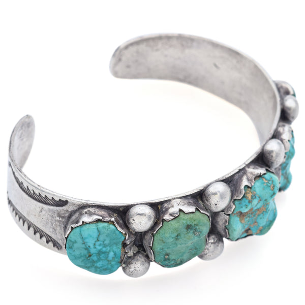Vintage Turquoise Sterling Silver 16.5 mm Cuff Bracelet