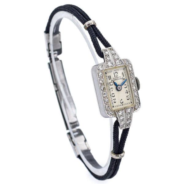 Antique Girard Perregaux 17J 900 Platinum 0.38 TCW Diamond Women's Manual Watch