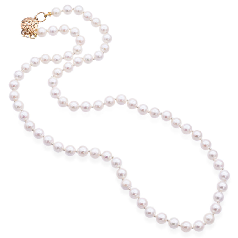 Tiffany & Co. 14K Yellow Gold Pearl Beaded Strand Necklace + Box