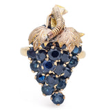 Vintage 14K Yellow Gold Sapphire Grape Cluster Cocktail Ring Size 6.5