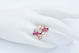 Vintage 14K Rose Gold Ruby & 0.27 TCW Diamond Cocktail Ring Size 6.5