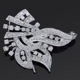 Vintage 14K White Gold 2.09 TCW Diamond Brooch Pin Pendant