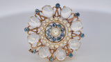 Vintage 14k Yellow Gold Moonstone Sapphire and Pearl Brooch Pendant