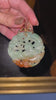 Vintage 14K Yellow Gold Green Red Jade Carved Phoenix Deity Large Round Pendant