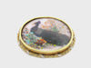 Antique 18k Yellow Gold Peacock Feather Appliqué On Mother Of Pearl Brooch