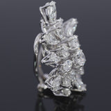 Vintage Platinum 10.15tcw I VS Diamond Cluster Statement Earrings