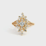 14k Yellow Gold Diamond Cluster Ring