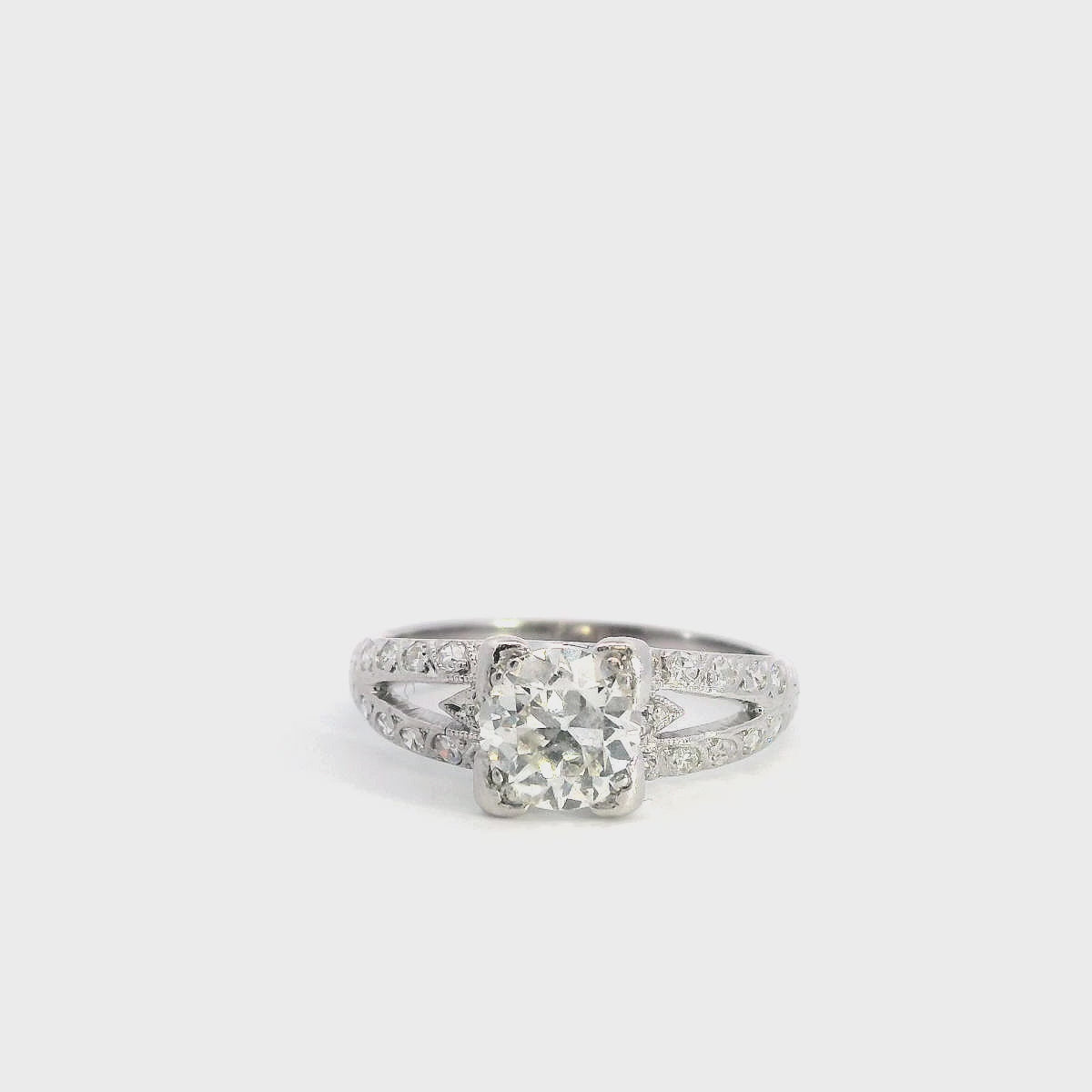 Vintage Platinum 1.01ct Brilliant Cut Diamond Engagement Ring