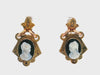 Antique Victorian 21k Yellow Gold Hardstone Cameo Statement Earrings