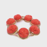 Antique 18k Yellow Gold Carved Coral Cameo Bracelet
